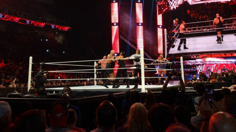 View from ringside at a WWE show