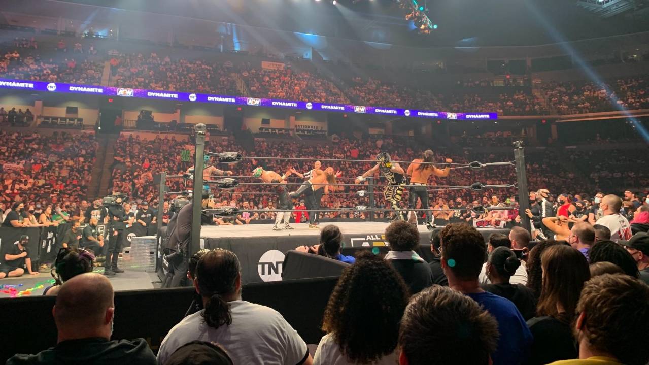 View from ringside at an AEW show