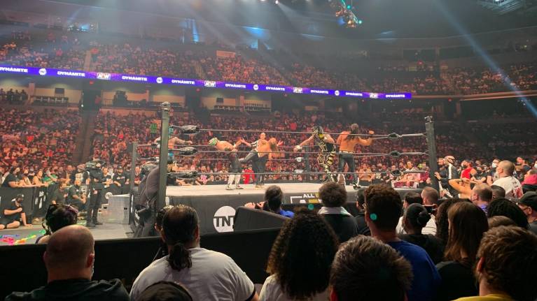 View from ringside at an AEW show