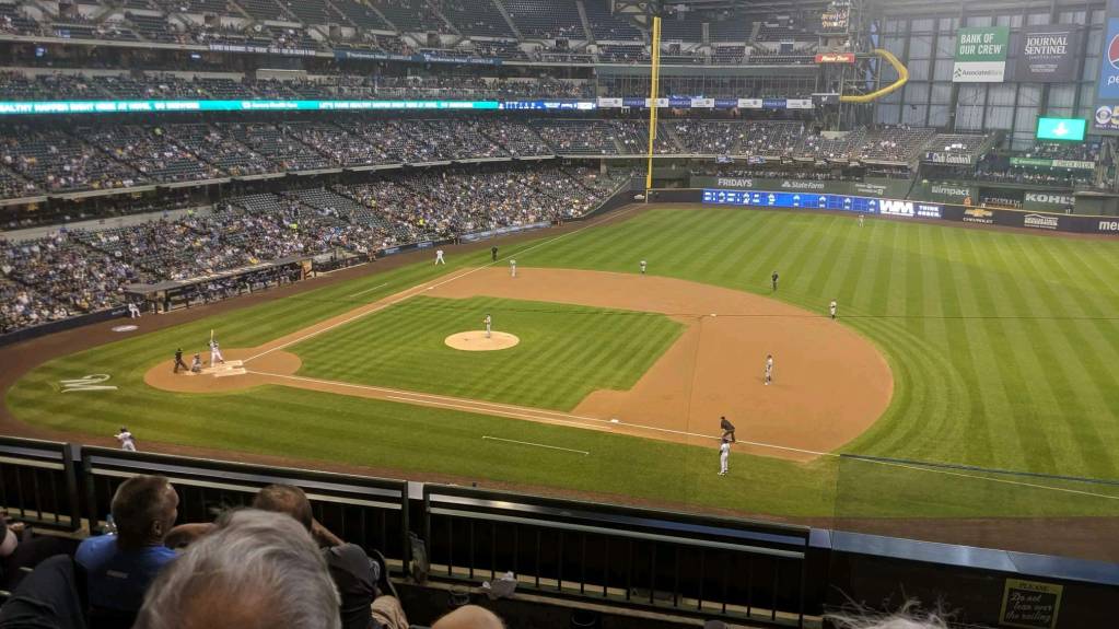 View from Section 318, Row 4 at American Family Field