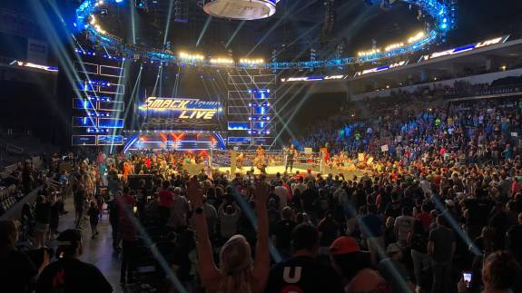 View from the 100 Level of a pro-wrestling show