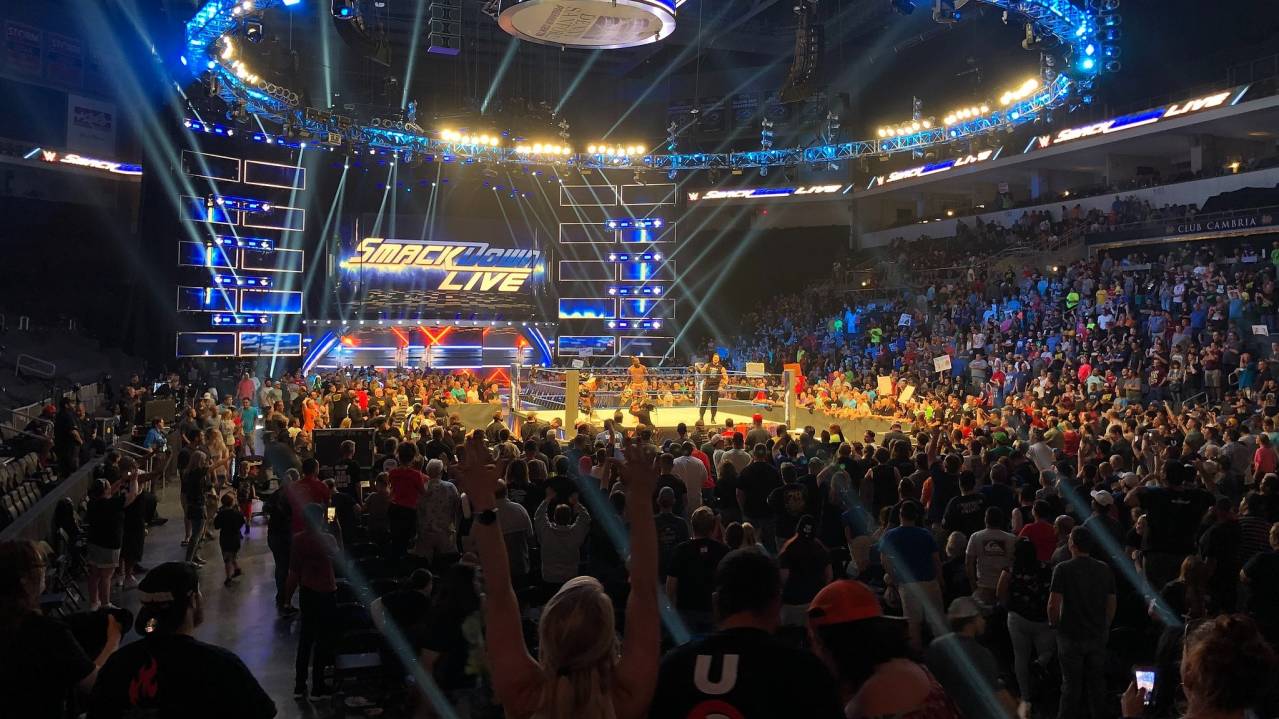 View from the 100 Level of a pro-wrestling show