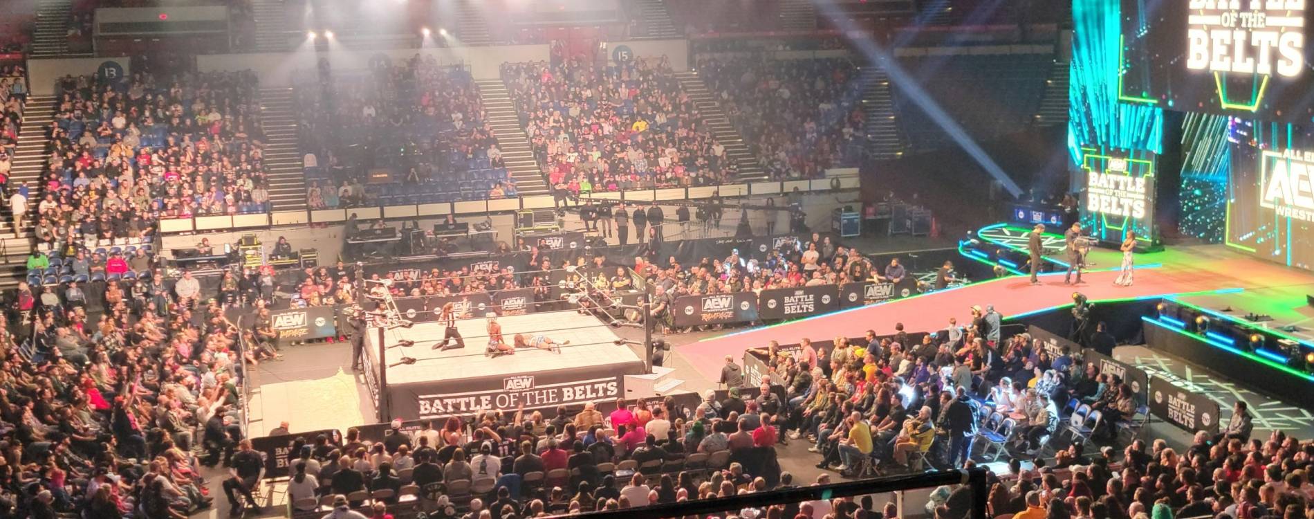 View from the crowd at an AEW show