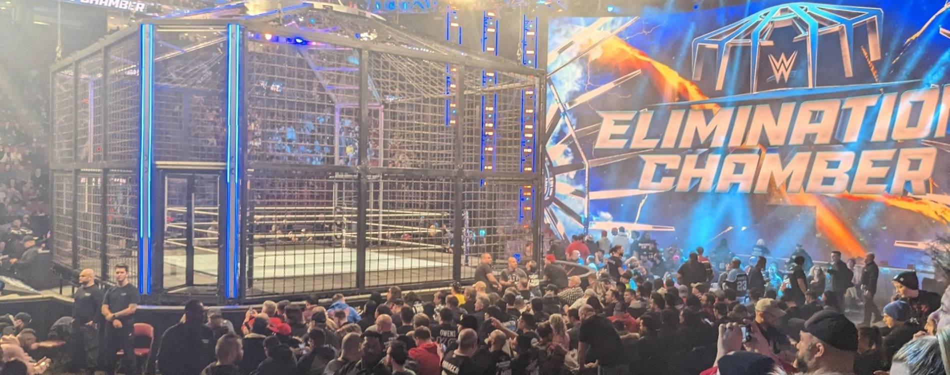 View from the crowd at Elimination Chamber 2023
