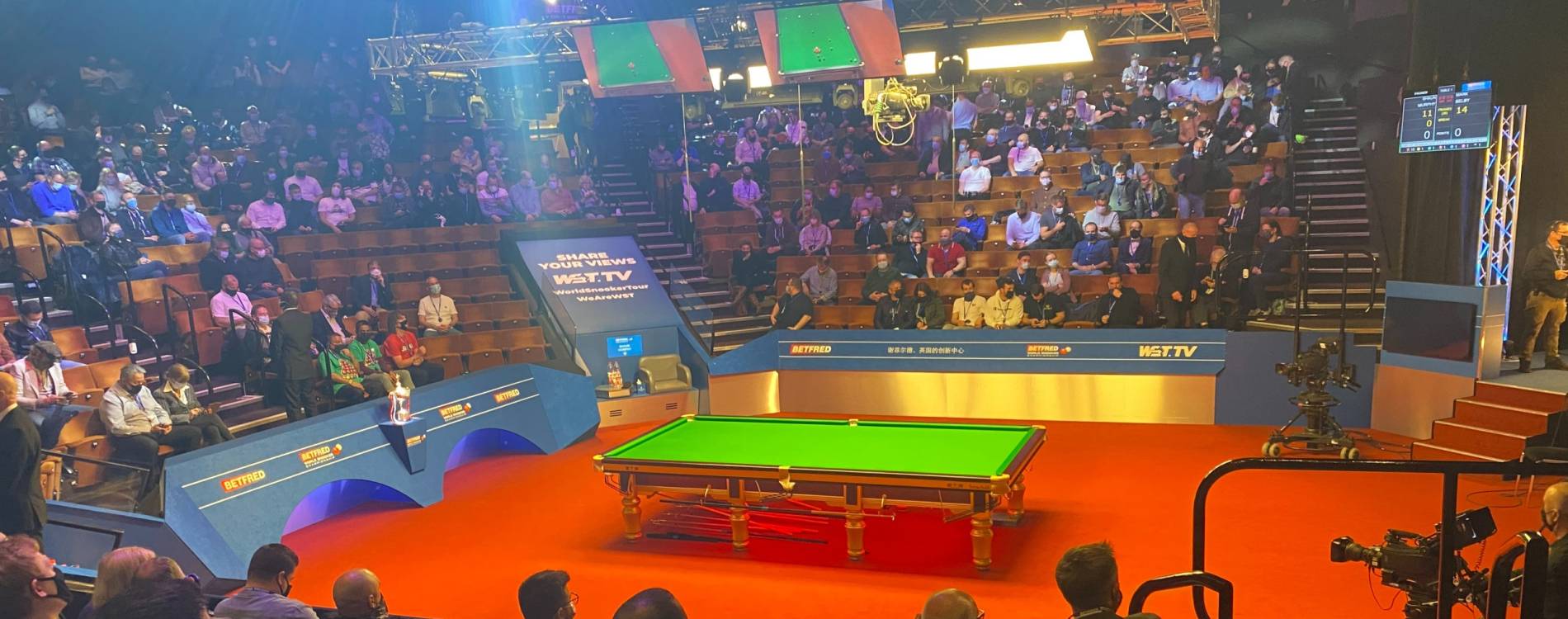 View from the crowd at the 2021 Snooker World Championship