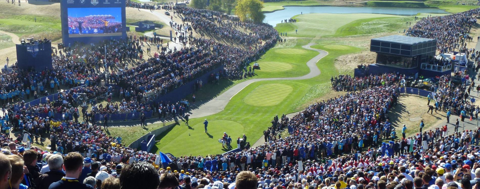 View from the grand stand at the Ryder Cup at Le Golf National in France