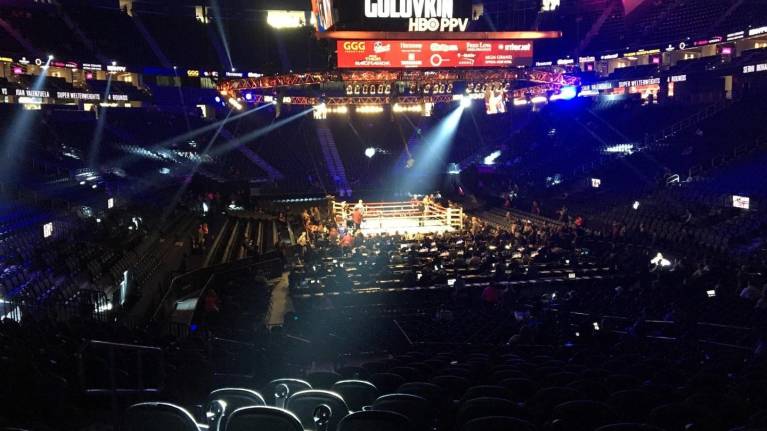 View from the Lower level at T-Mobile Arena during a boxing event