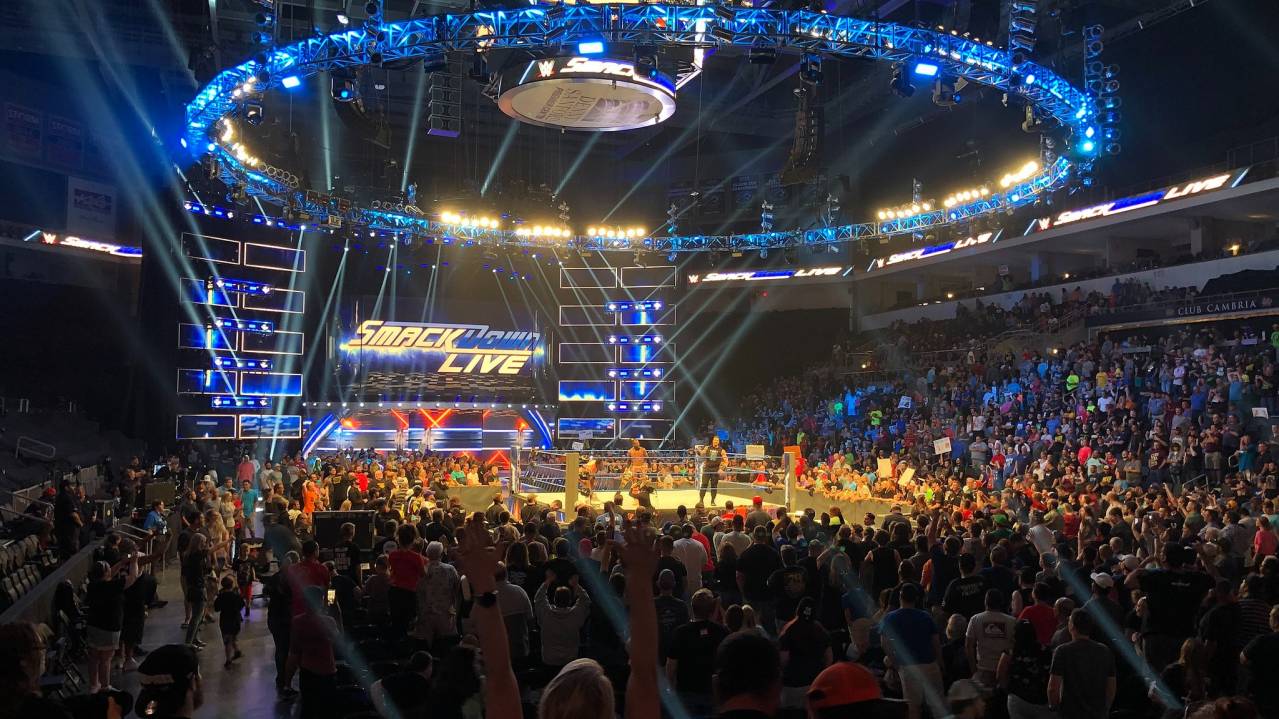 View from the Lower level of a wrestling show