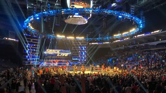 View from the Lower level of a wrestling show