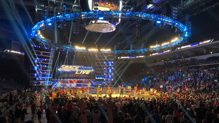 View from the Lower level of a wrestling show