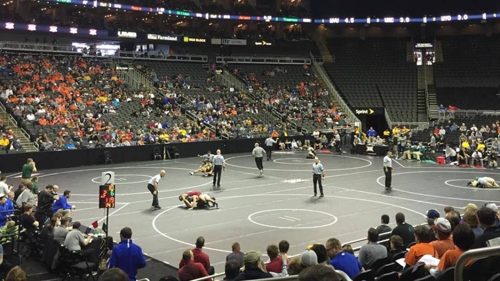 View from the Lower sections at a Big 12 wrestling event
