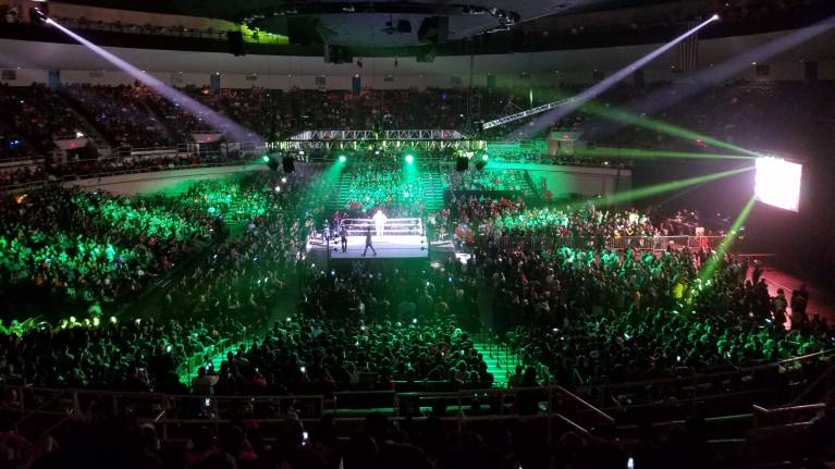 View from the Upper level at a pro-wrestling show
