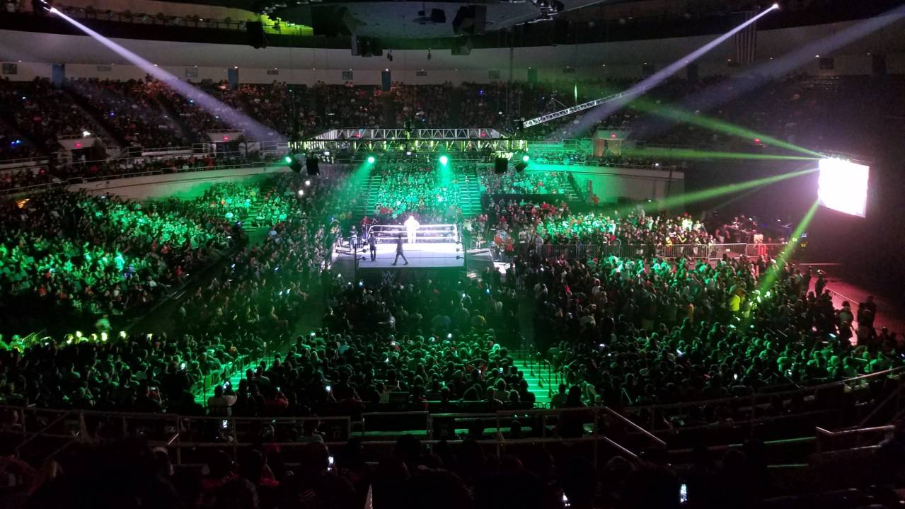View from the Upper level at a pro-wrestling show