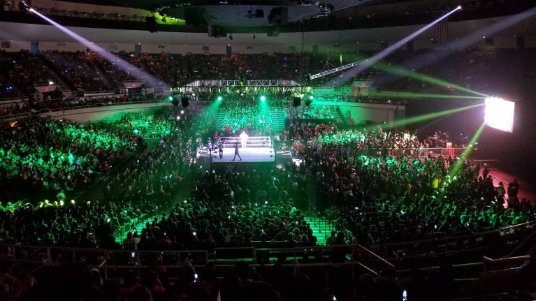 View from the Upper level at a pro-wrestling show
