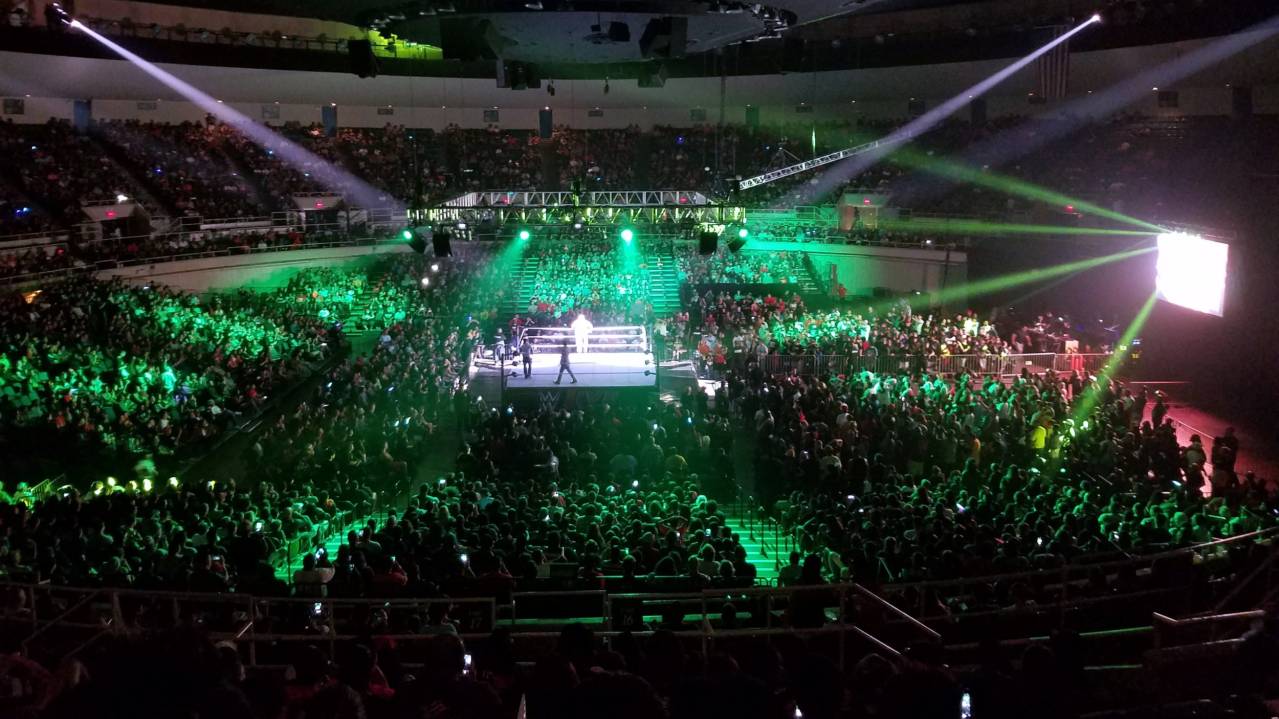 View from the Upper level at a pro-wrestling show