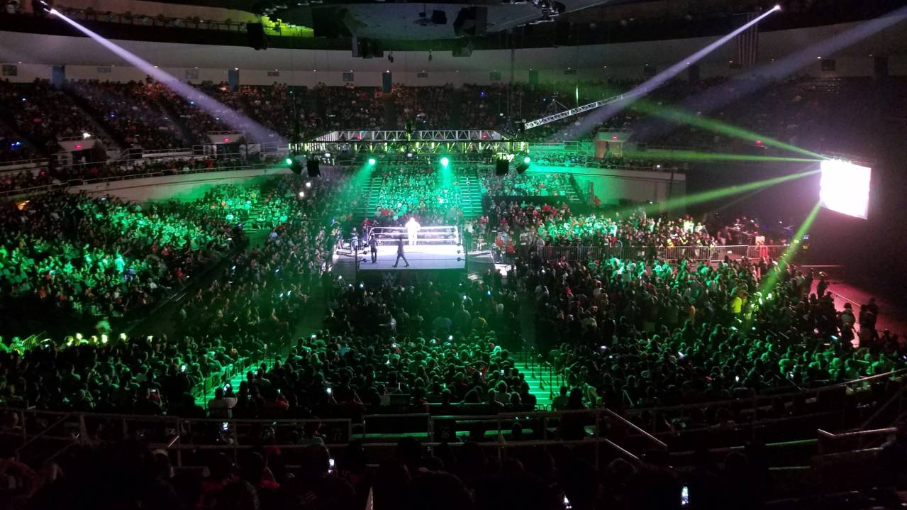 View from the Upper level at a pro-wrestling show