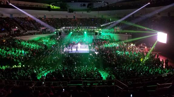 View from the Upper level at a pro-wrestling show