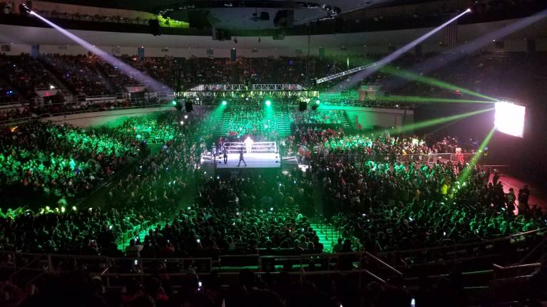 View from the Upper level at a pro-wrestling show
