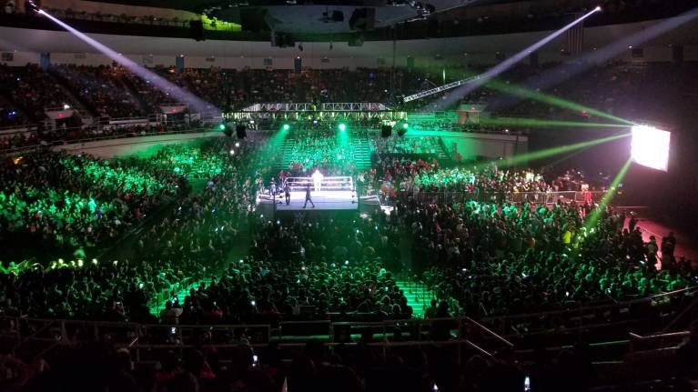 View from the Upper level at a wrestling show