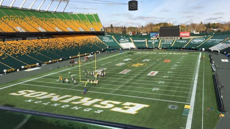 View looking across at Lower Endzone at Commonwealth Stadium