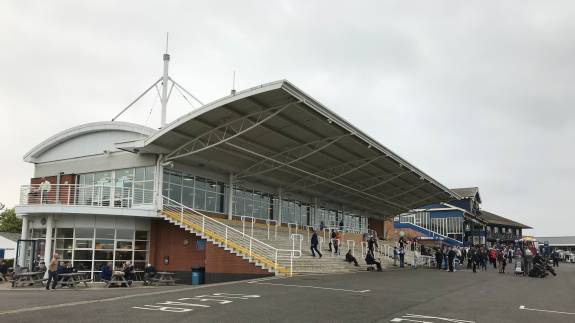 View of the grandstand at Leicester Racecourse
