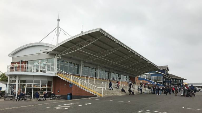 View of the grandstand at Leicester Racecourse