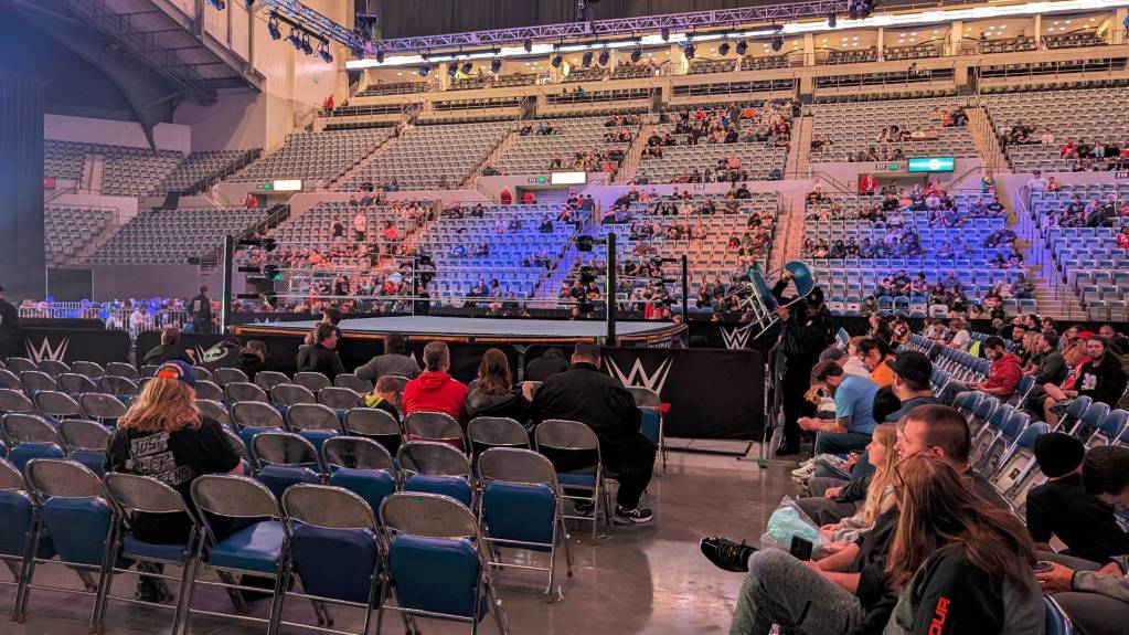 View of the ring and the 5—6 row section often reserved for WWE's Ringsider Package