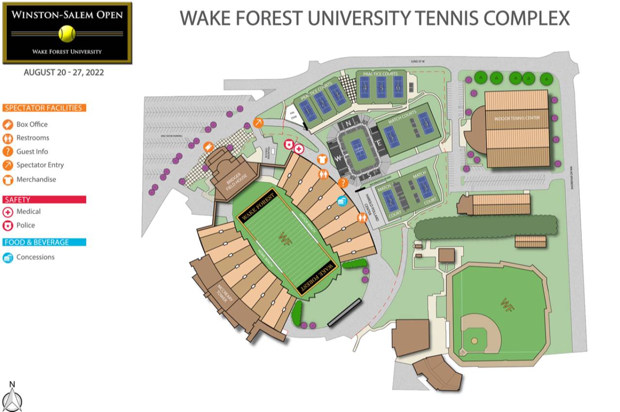 Wake Forest University Tennis Complex Map